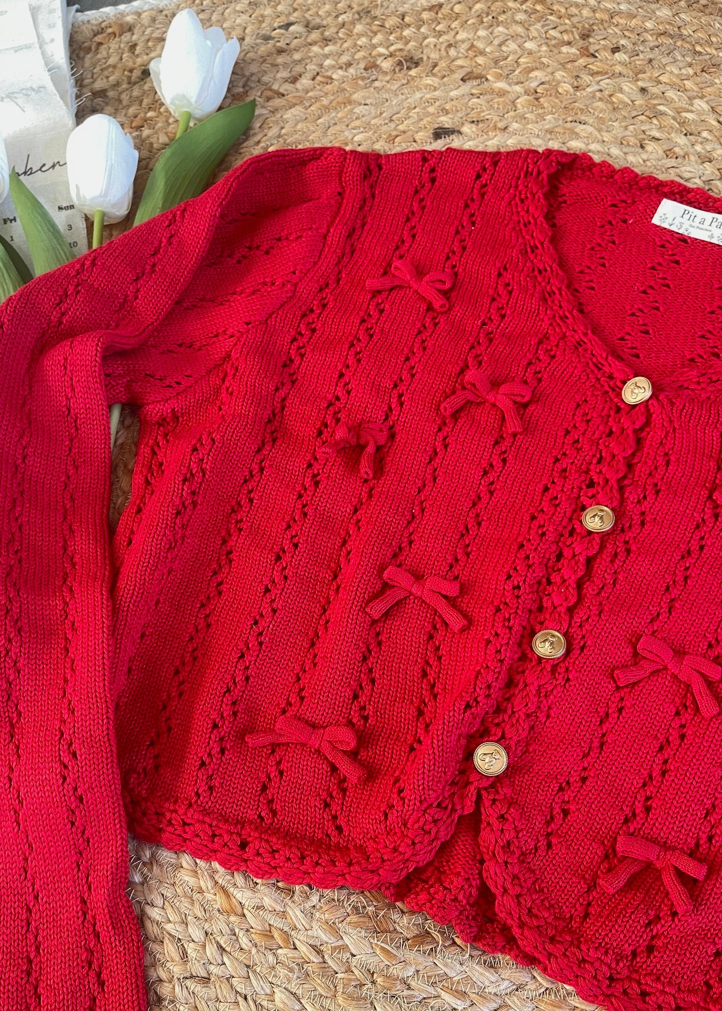 Red Balletcore Knit Cardigan