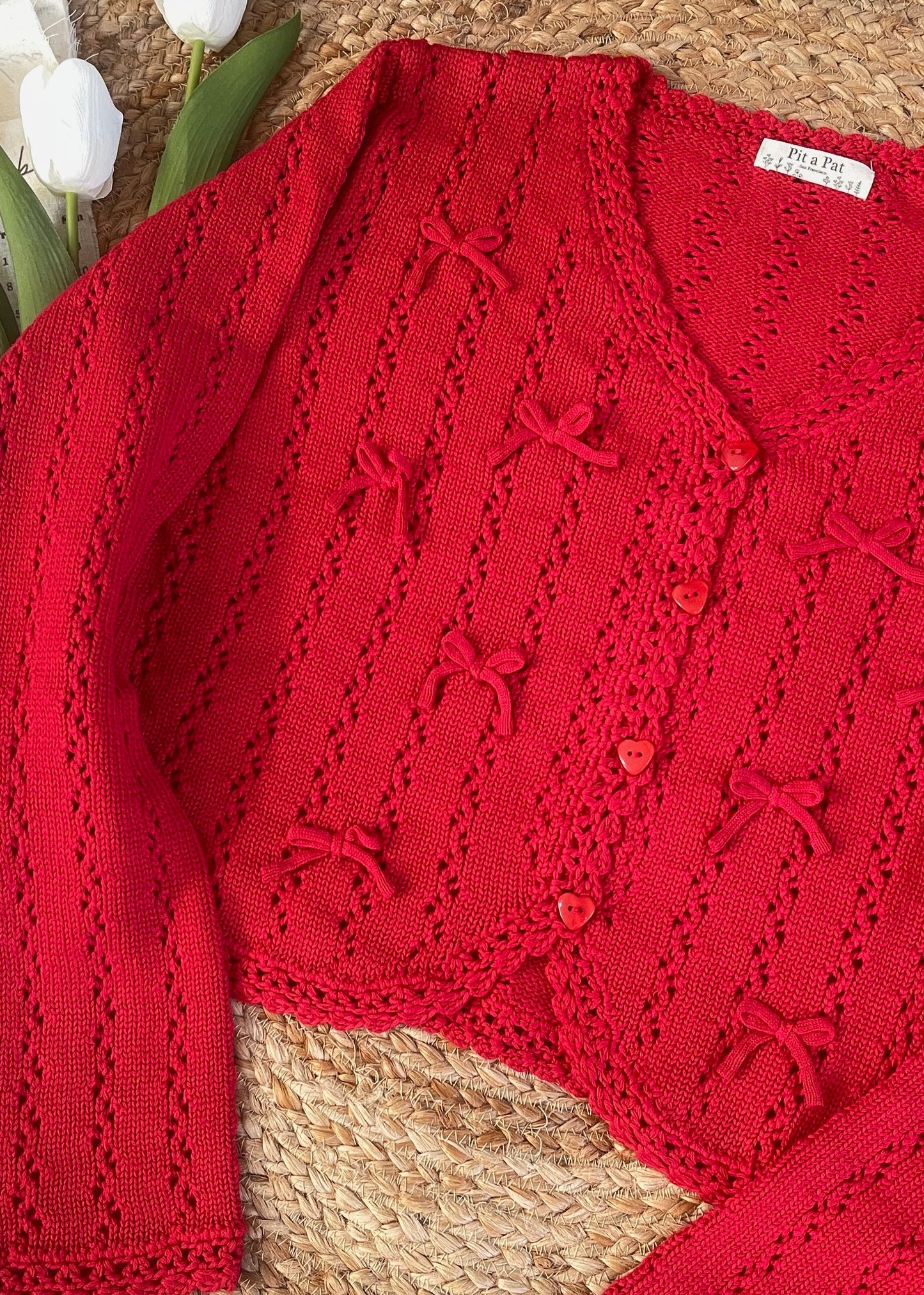 Red Balletcore Knit Cardigan