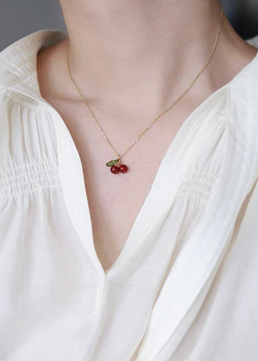 3D Cherry Pendant Necklace
