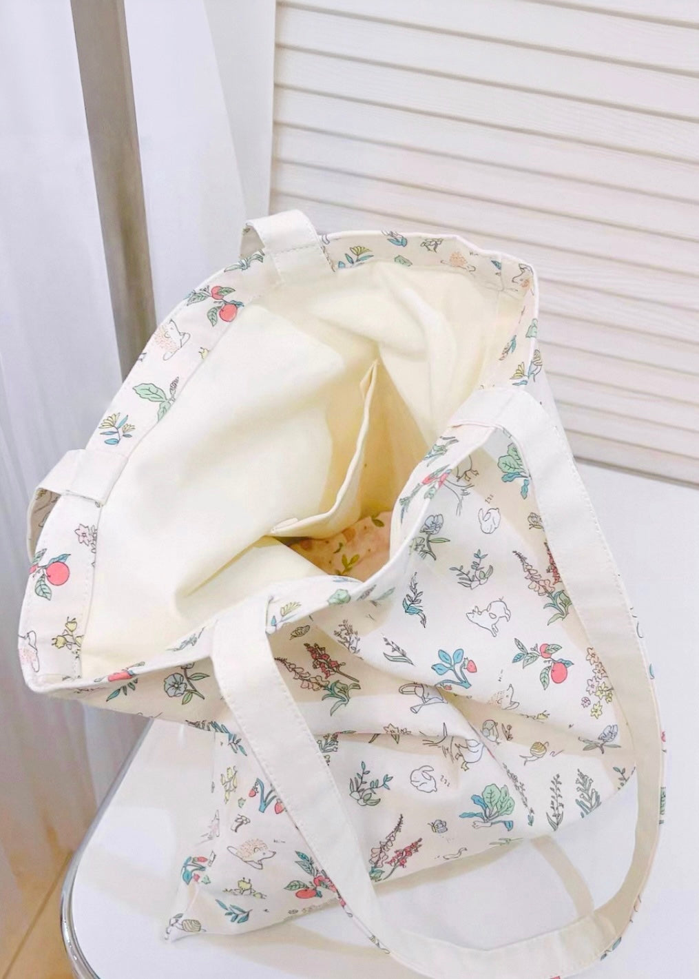 Bunny & Floral Canvas Tote