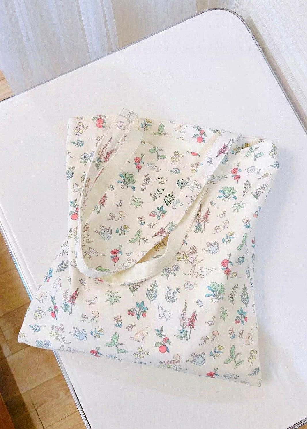 Bunny & Floral Canvas Tote