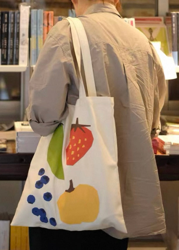 Canvas Fruit Print Tote Bag