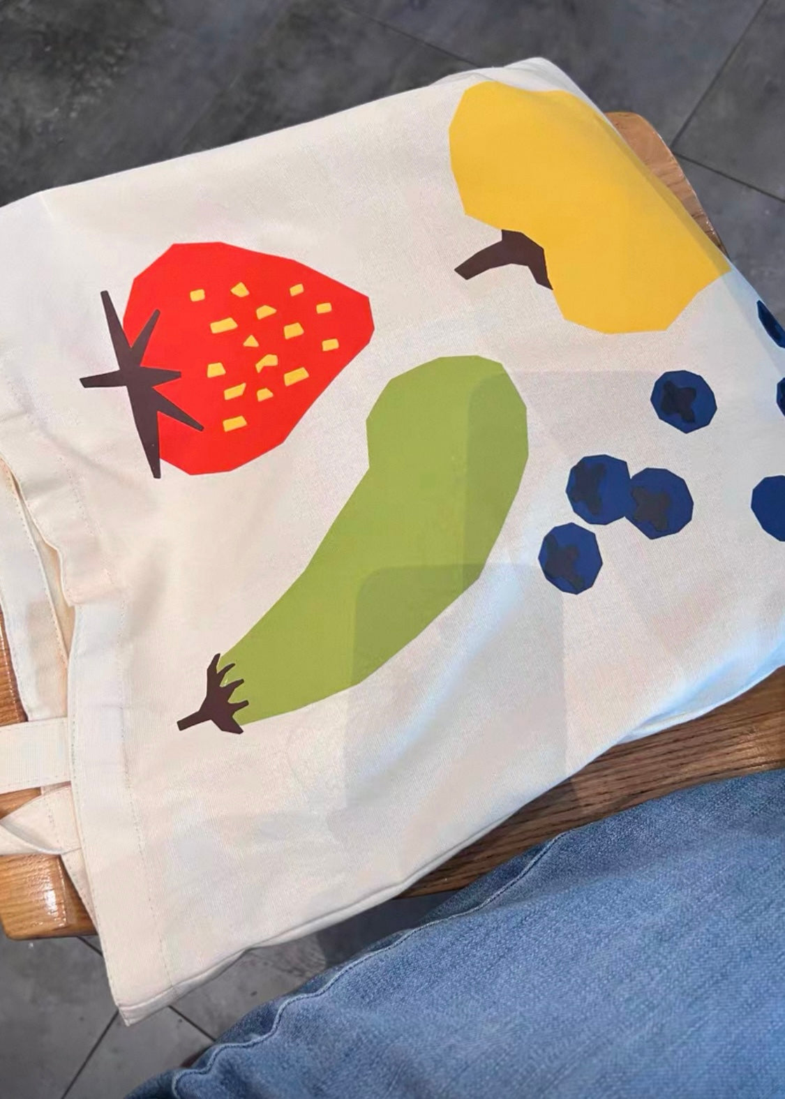 Canvas Fruit Print Tote Bag