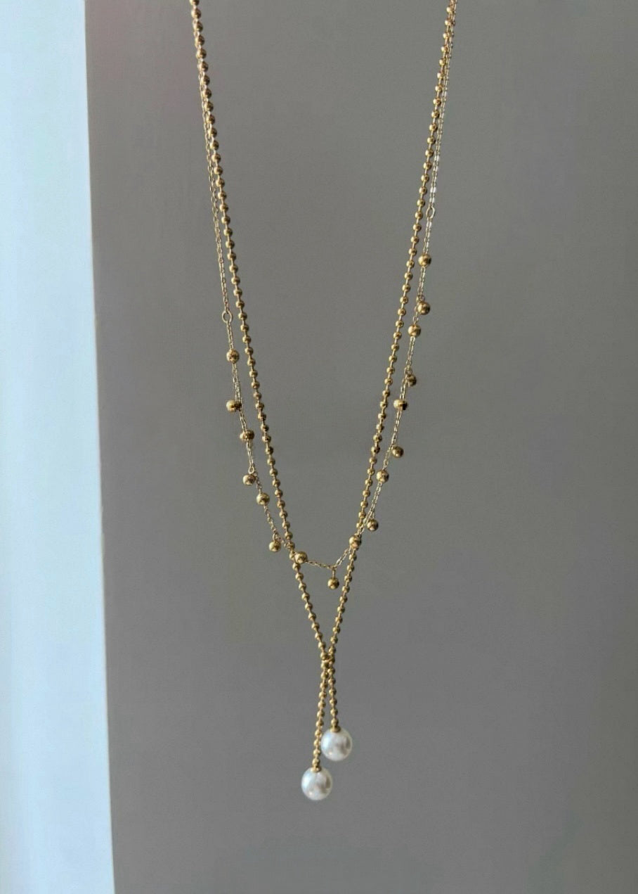 Mini Oval Pearl Necklace Set