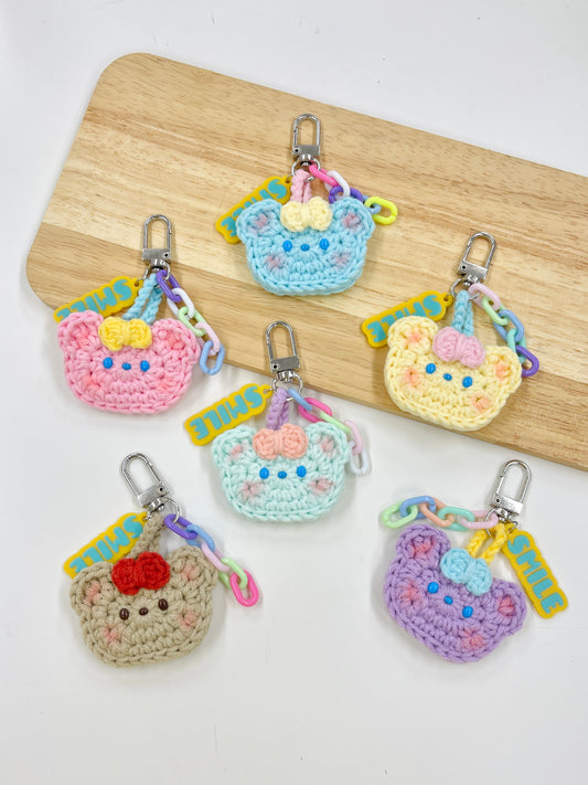 Handmade Smile Pastel Bear Keychain