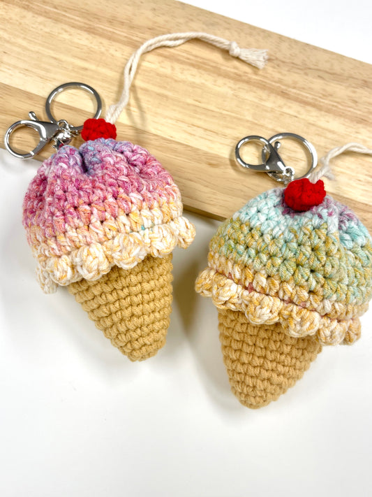 Crochet Ice Cream Drawstring Pouch