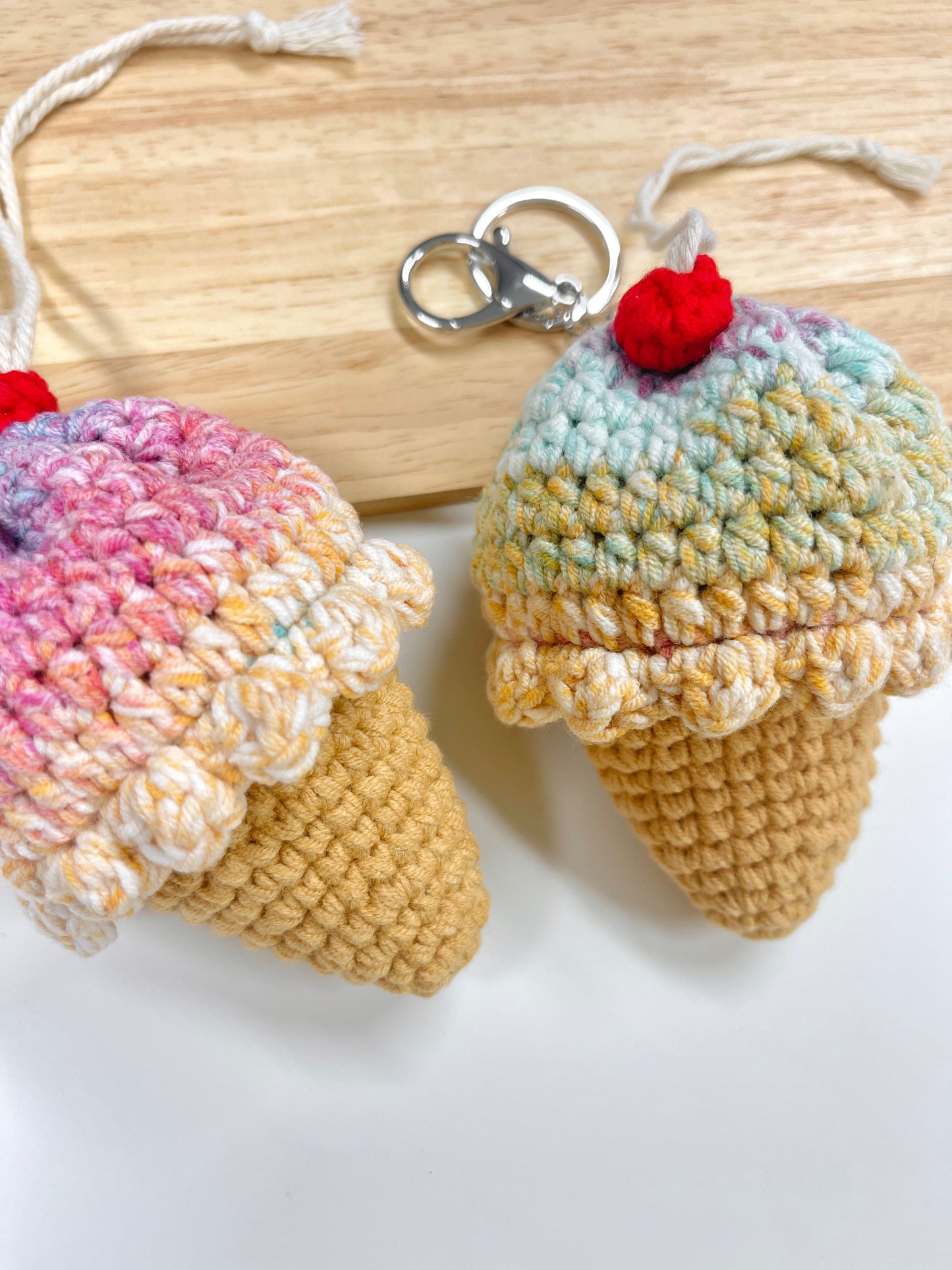 Crochet Ice Cream Drawstring Pouch