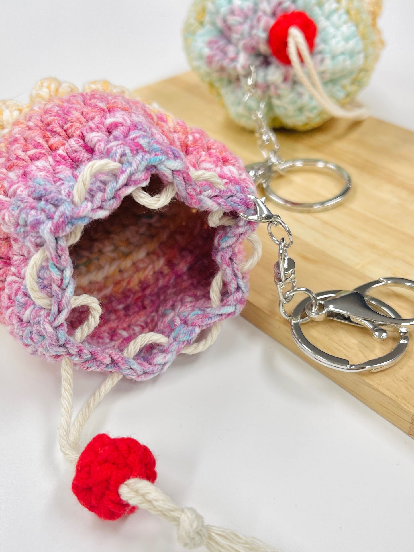 Crochet Ice Cream Drawstring Pouch