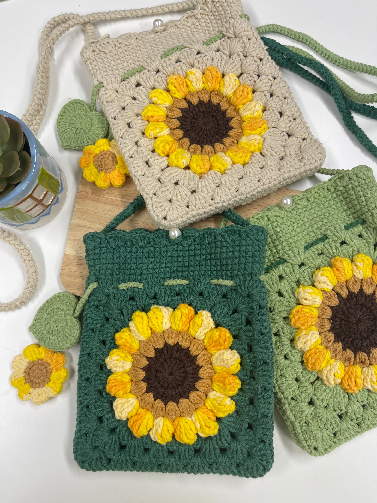 Handmade Sunflower Pouch Bag