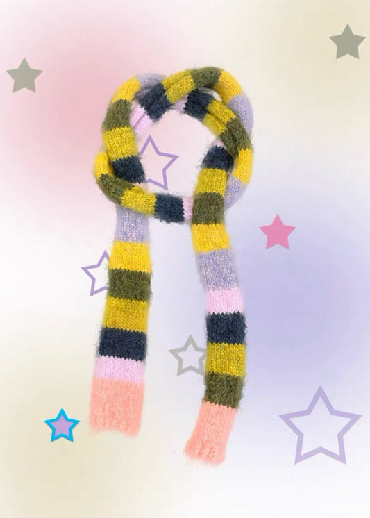 Color Striped Long Skinny Scarf – Cozy Knit Scarf