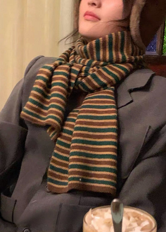 Retro Striped Knit Scarf – Two-Tone Cozy Winter Scarf
