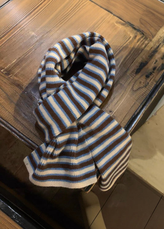 Retro Striped Knit Scarf – Two-Tone Cozy Winter Scarf