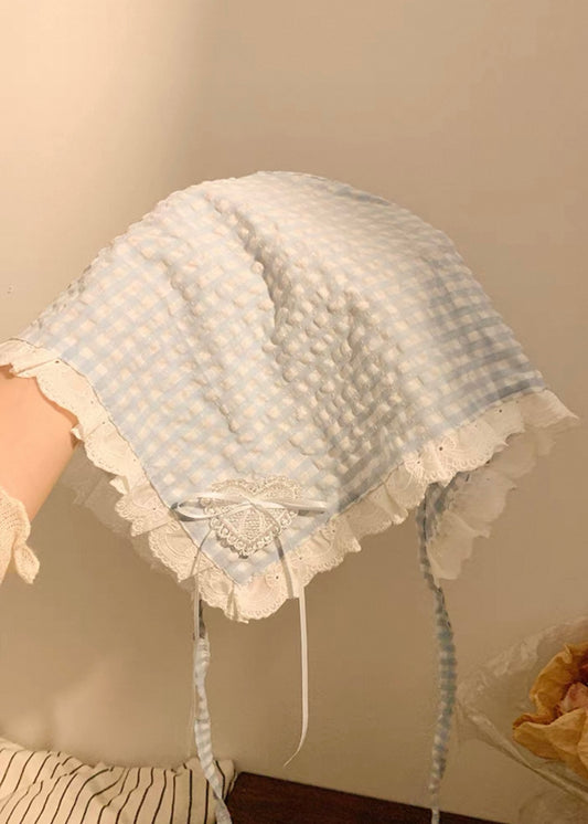 Sweet Plaid Headscarf with Ribbon Bow