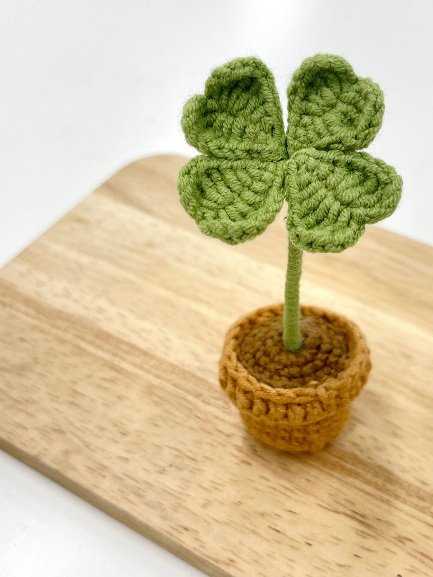 Mini Crochet Lucky Clover Plant