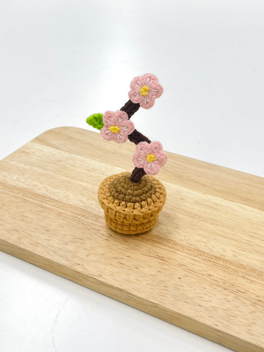 Mini Crochet Cherry Blossom Plant