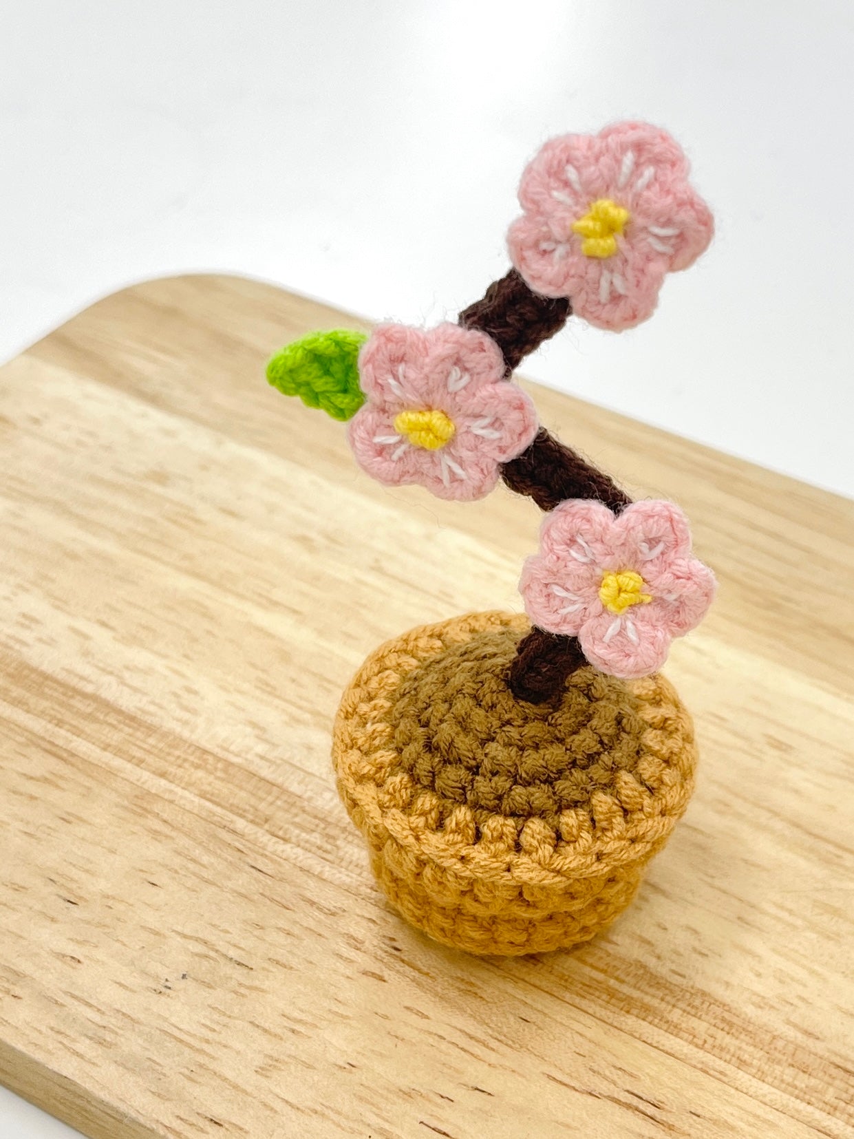 Mini Crochet Cherry Blossom Plant