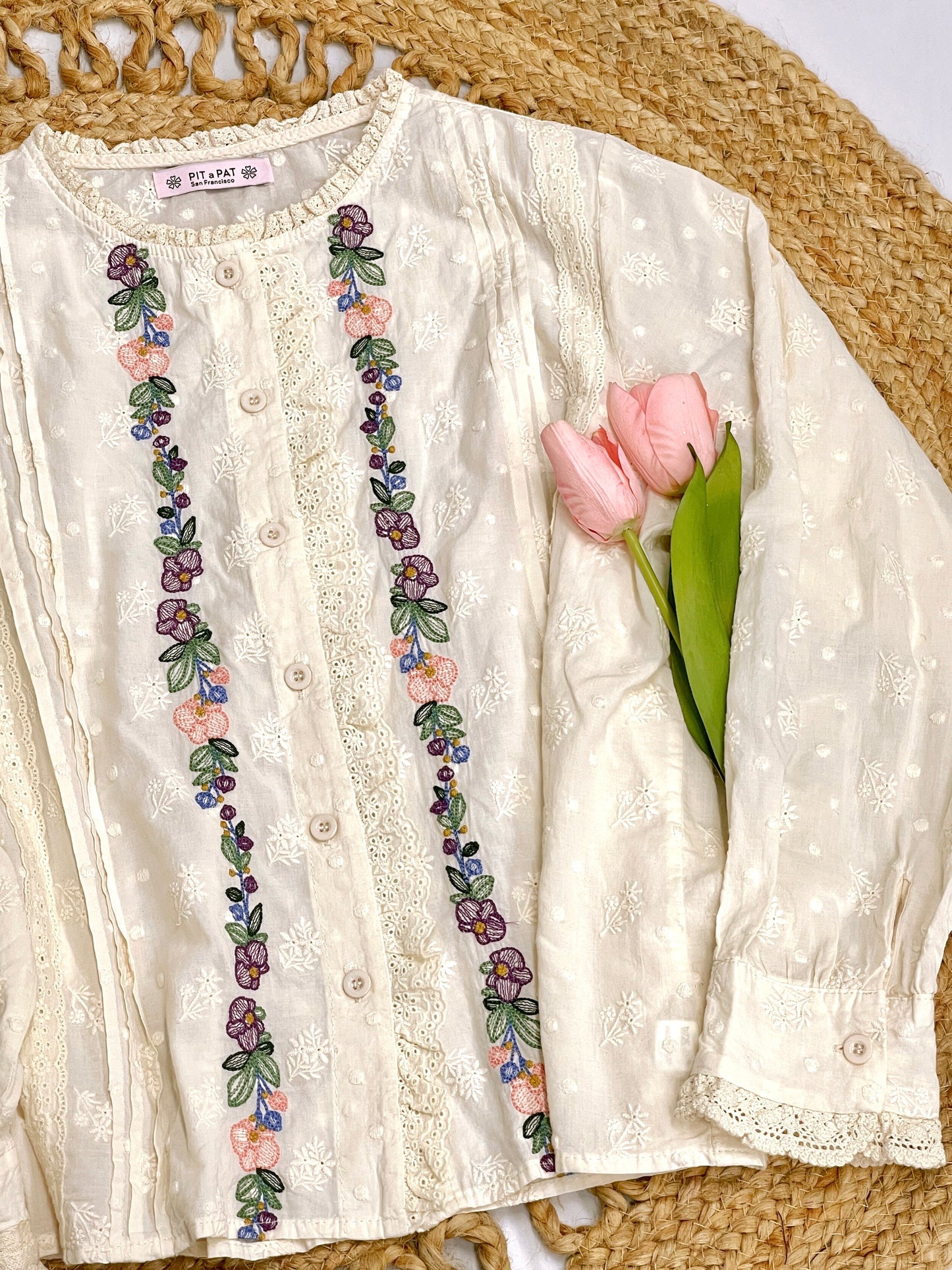 Floral Embroidered Button-Down Shirt