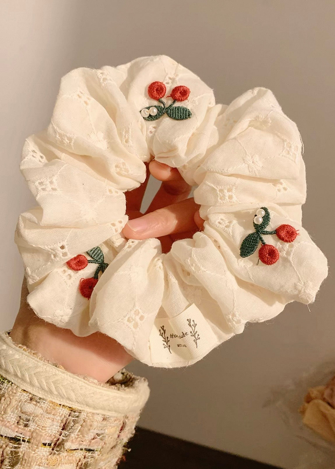 Pit a Pat Cherry Hair Scrunchie