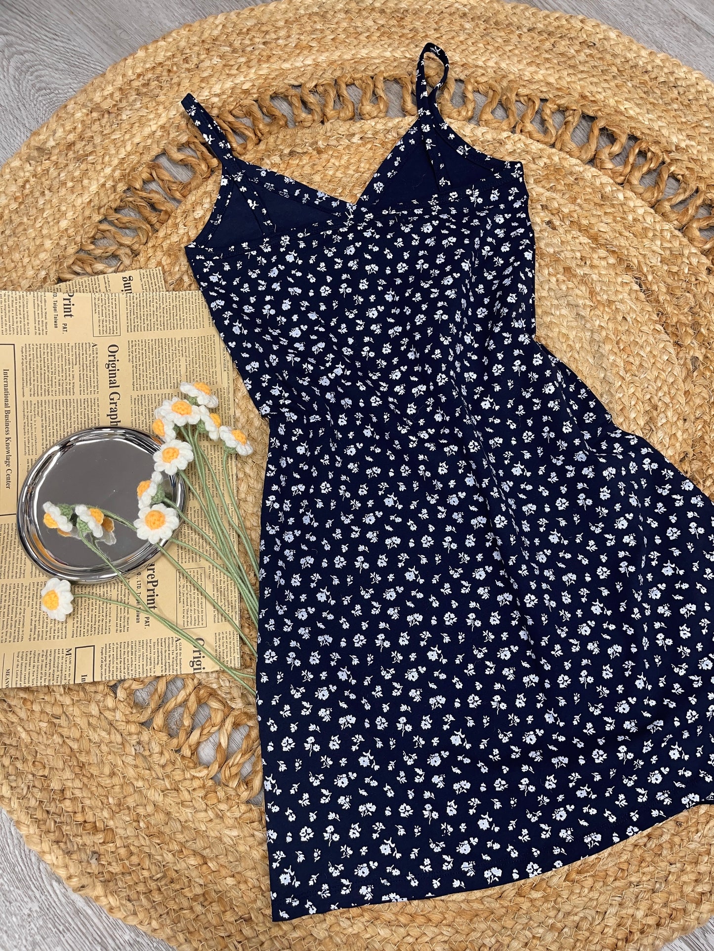 Navy Daisy Floral Mini Dress