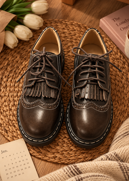 Pit a Pat Vintage Kiltie Brogue Lace-Up Oxford Shoes