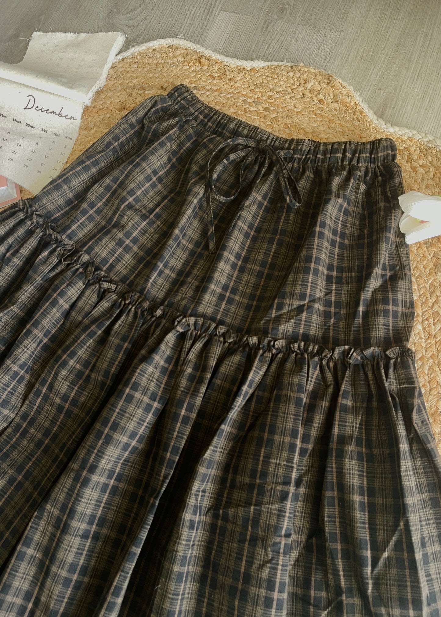 Vintage Brown Plaid Maxi Skirt
