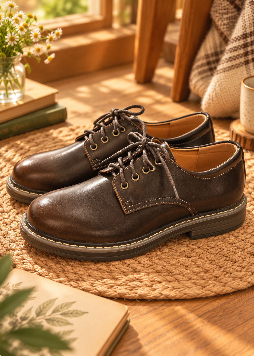 Pit a Pat Vintage Distressed Lace-Up Derby Oxford Shoes