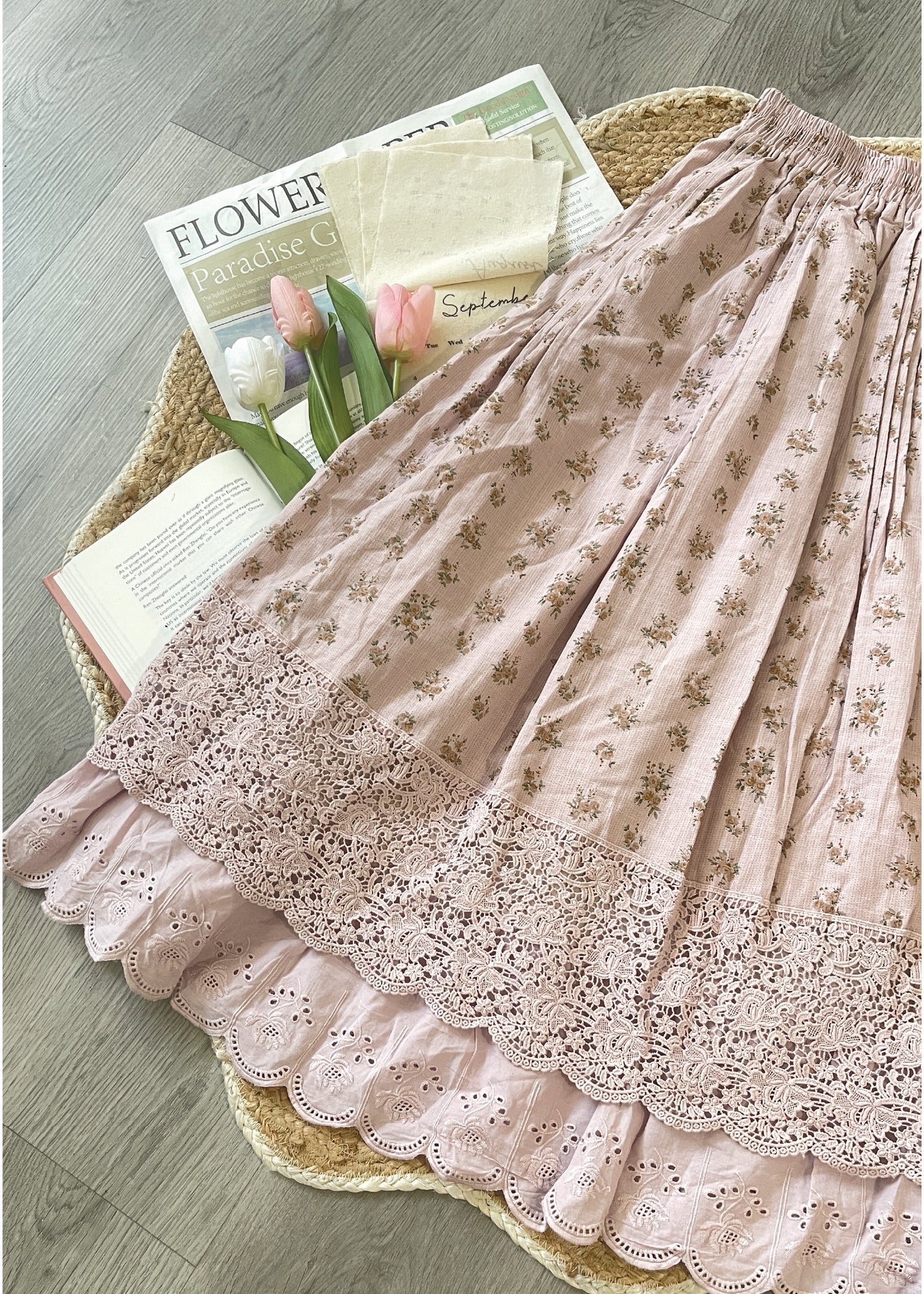 Pit a Pat Women’s Floral Lace Maxi Skirt