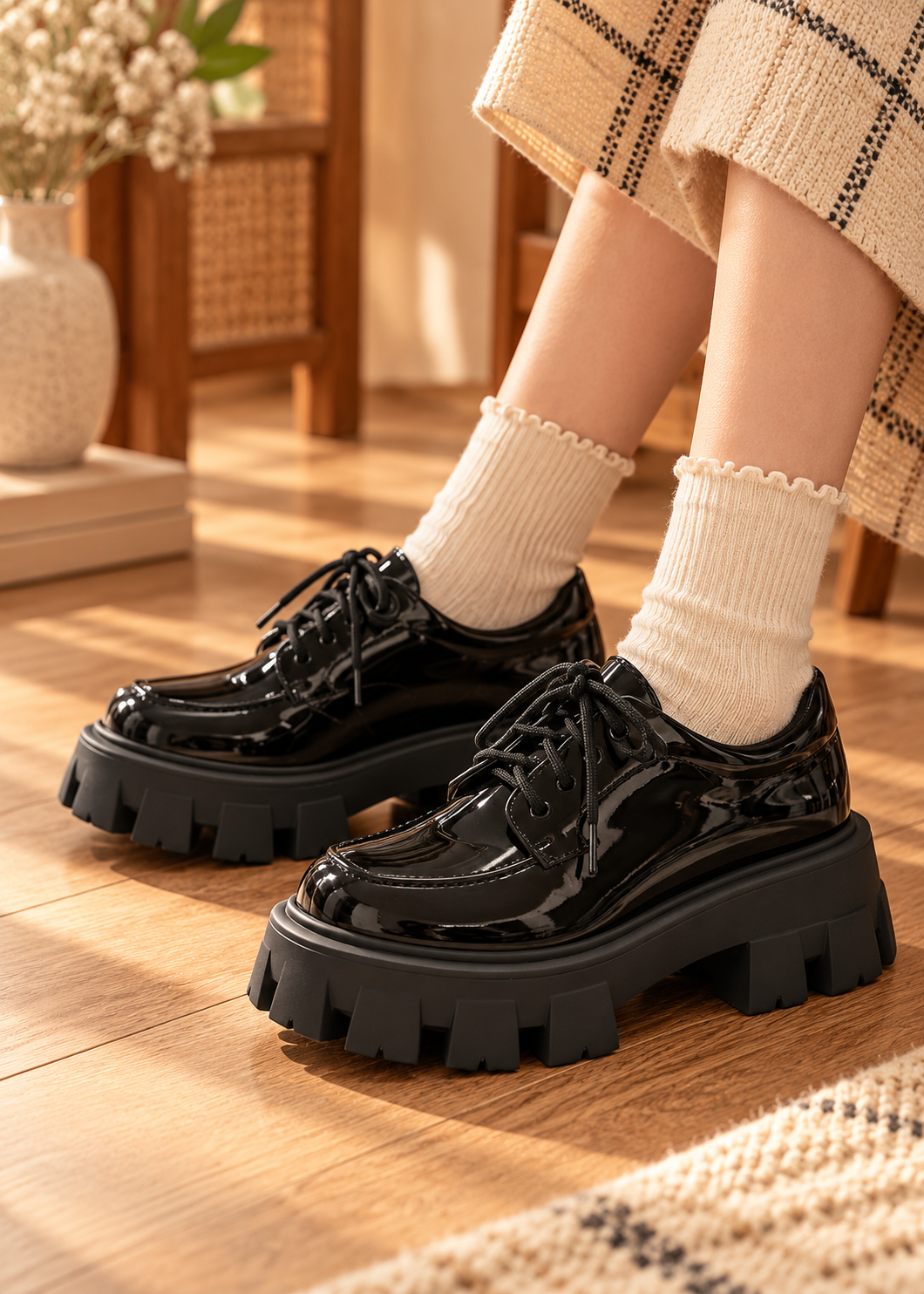 Pit a Pat Vintage Glossy Chunky Platform Oxford Shoes