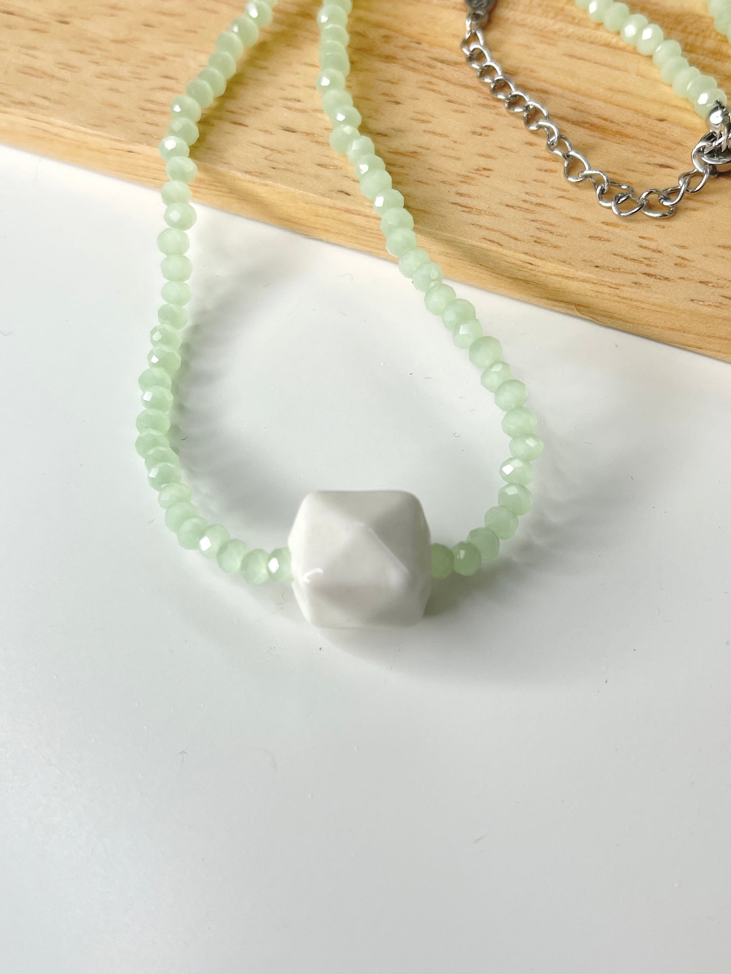 Pastel Green Beaded Necklace