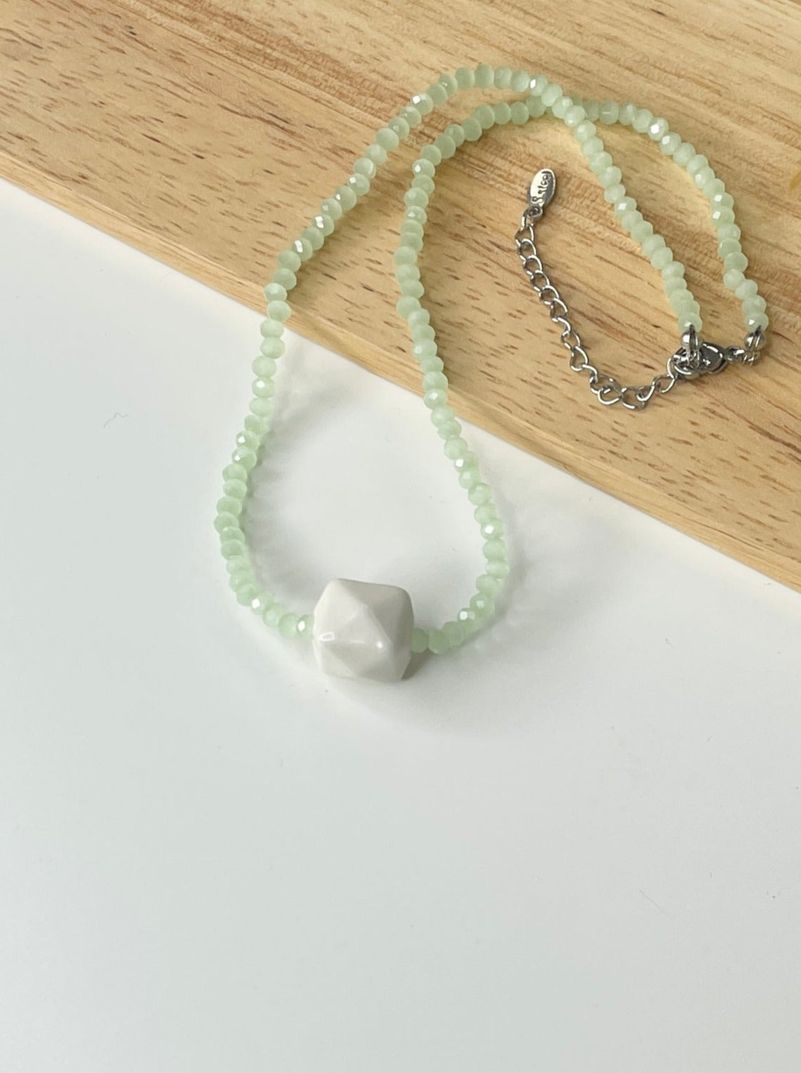 Pastel Green Beaded Necklace