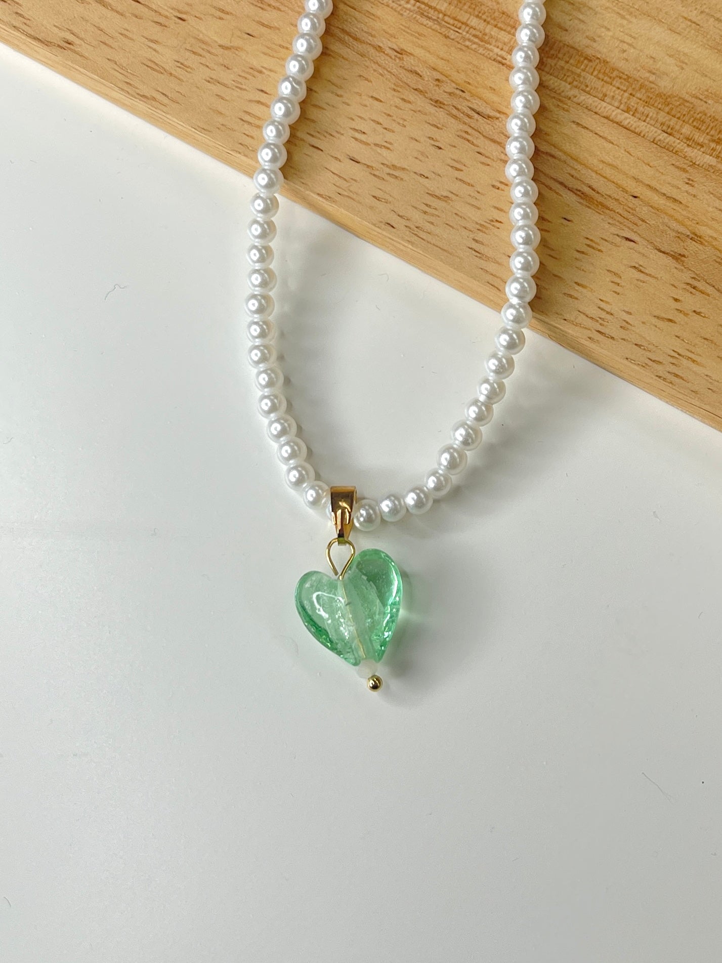 Green Day Heart Pearl Necklace