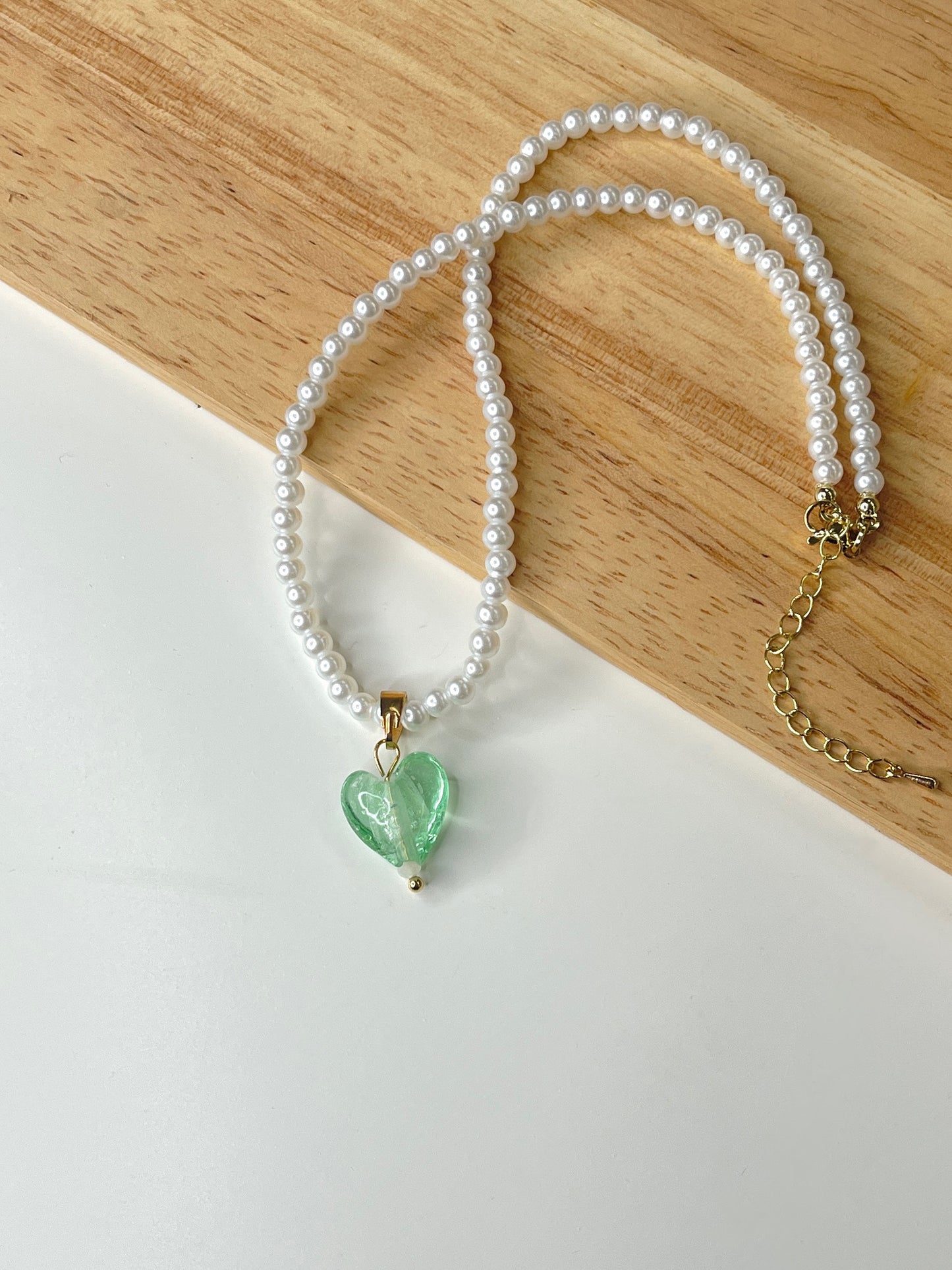 Green Day Heart Pearl Necklace