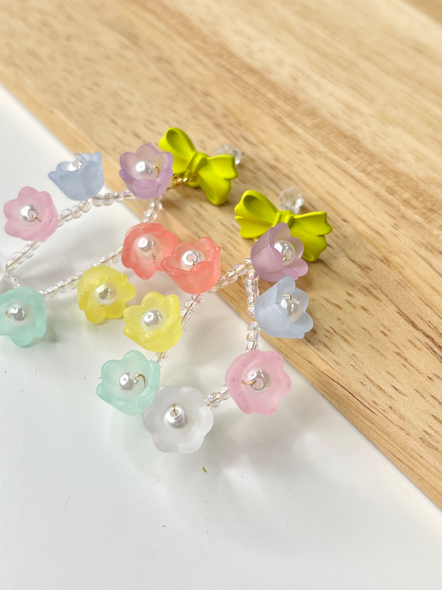 Pastel Floral Dangle Earrings