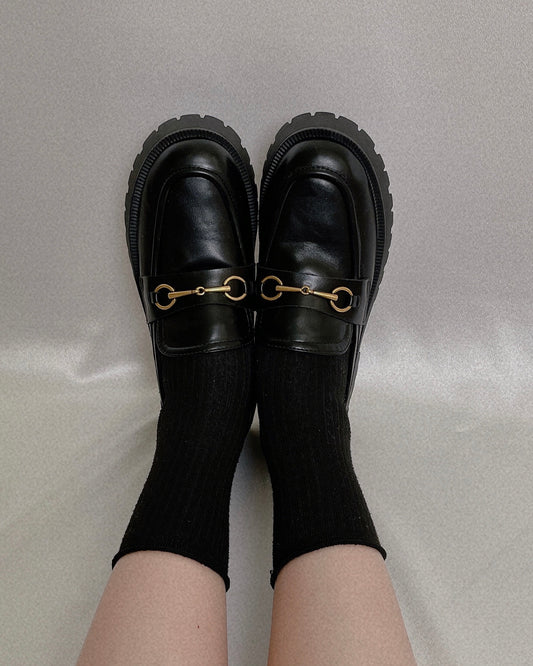 Pit a Pat Vintage Black Chain Loafer