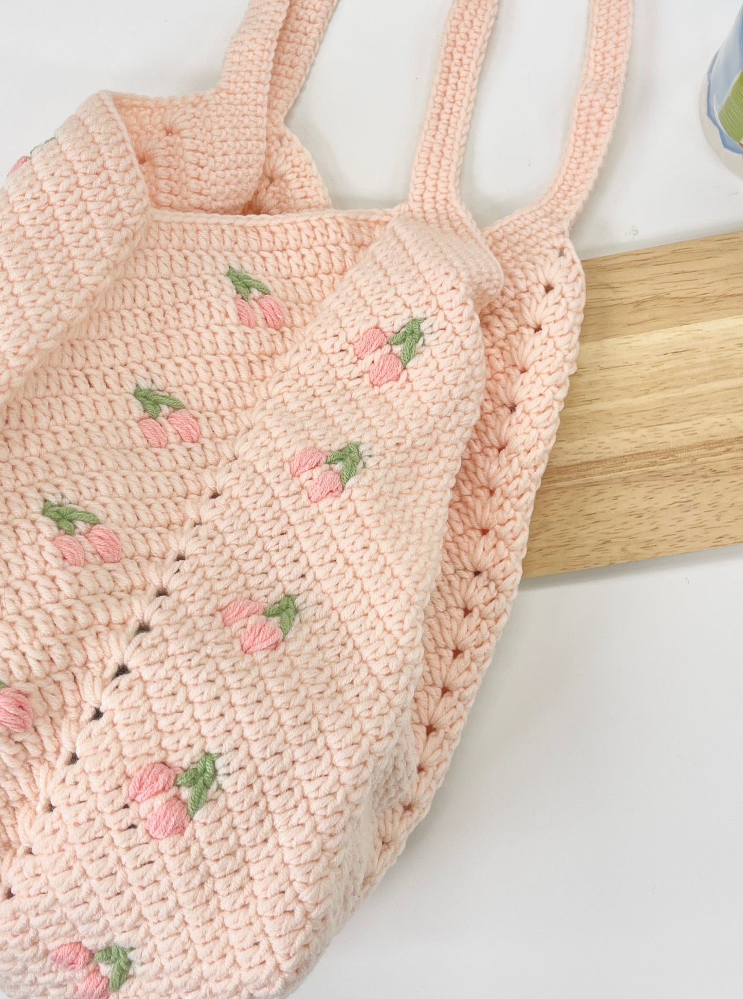 Cherry Crochet Woven Shoulder Bag