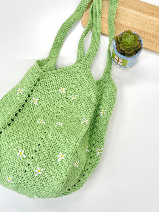 Daisy Crochet Woven Shoulder Bag