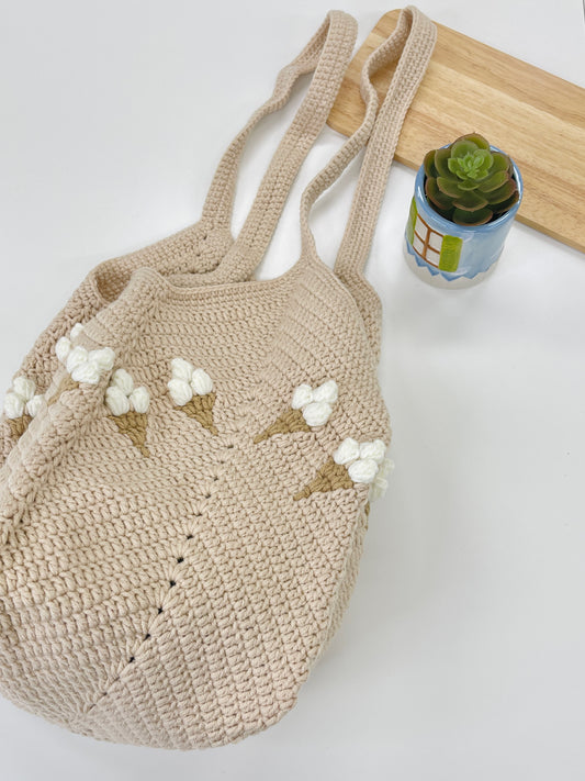 Ice Cream Crochet Woven Shoulder Bag