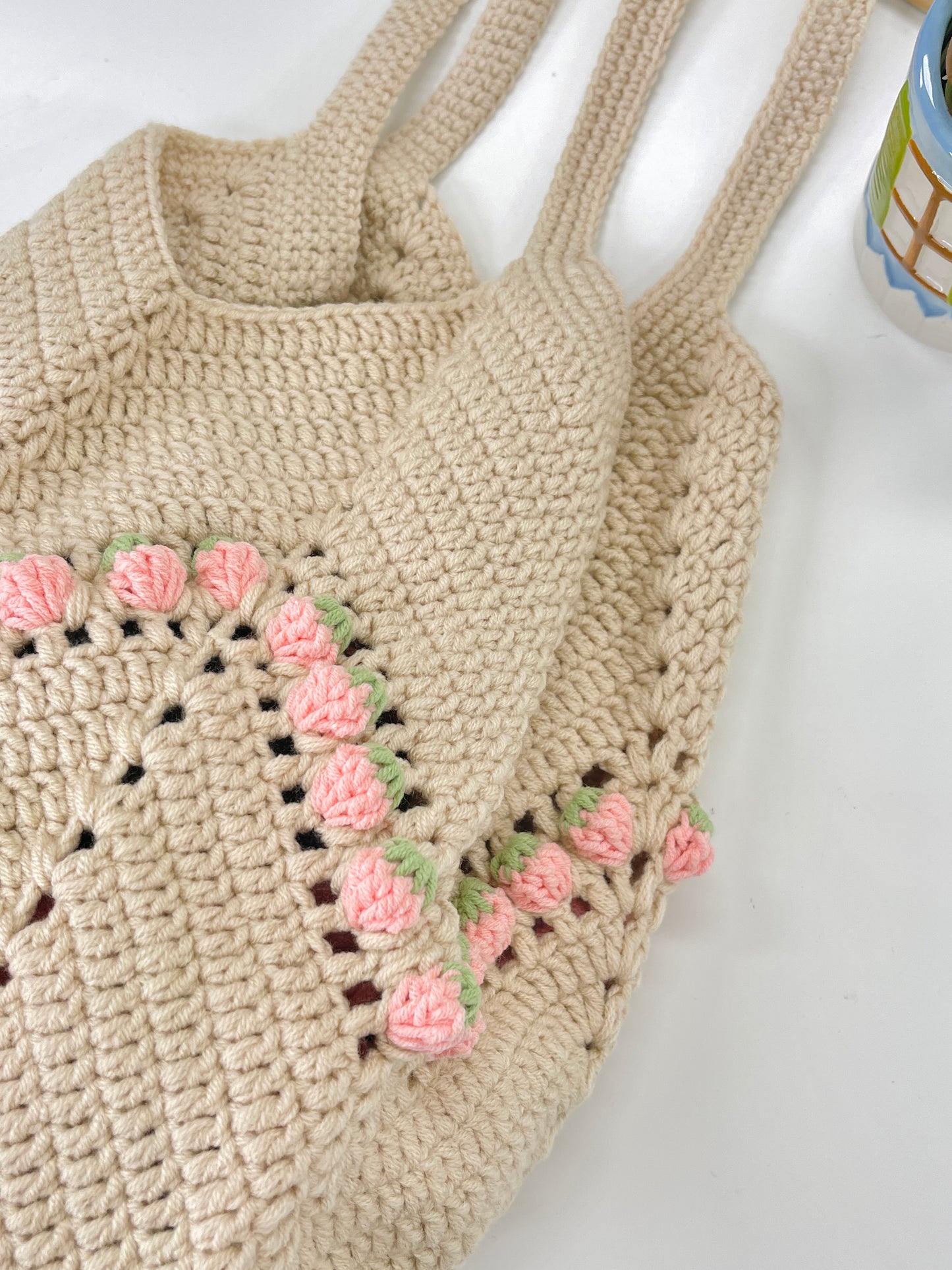 Strawberry Crochet Woven Shoulder Bag