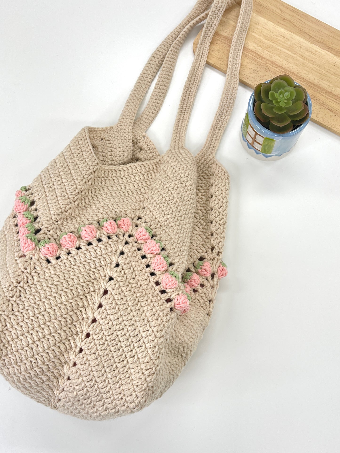 Strawberry Crochet Woven Shoulder Bag