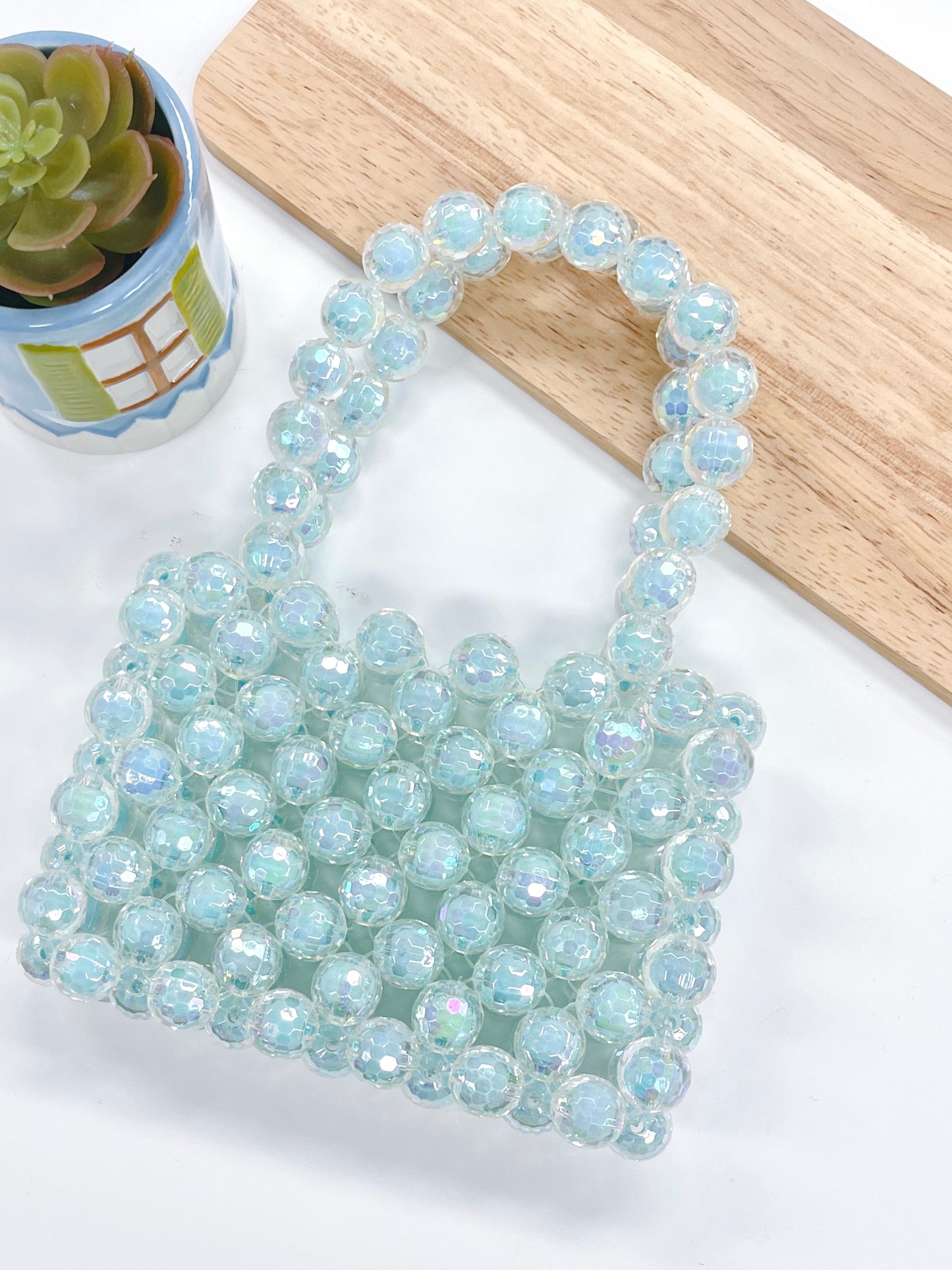 Sky Blue Beaded Mini HandBag