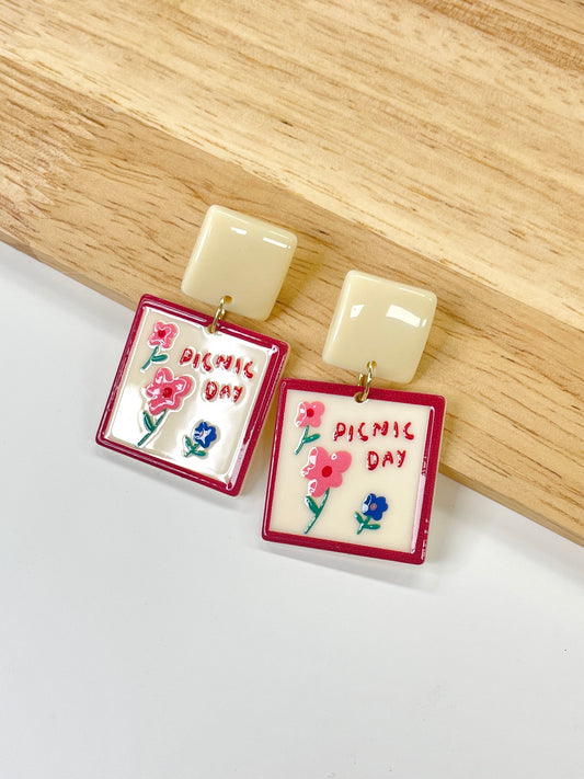 Retro Picnic Day Dangle Earrings