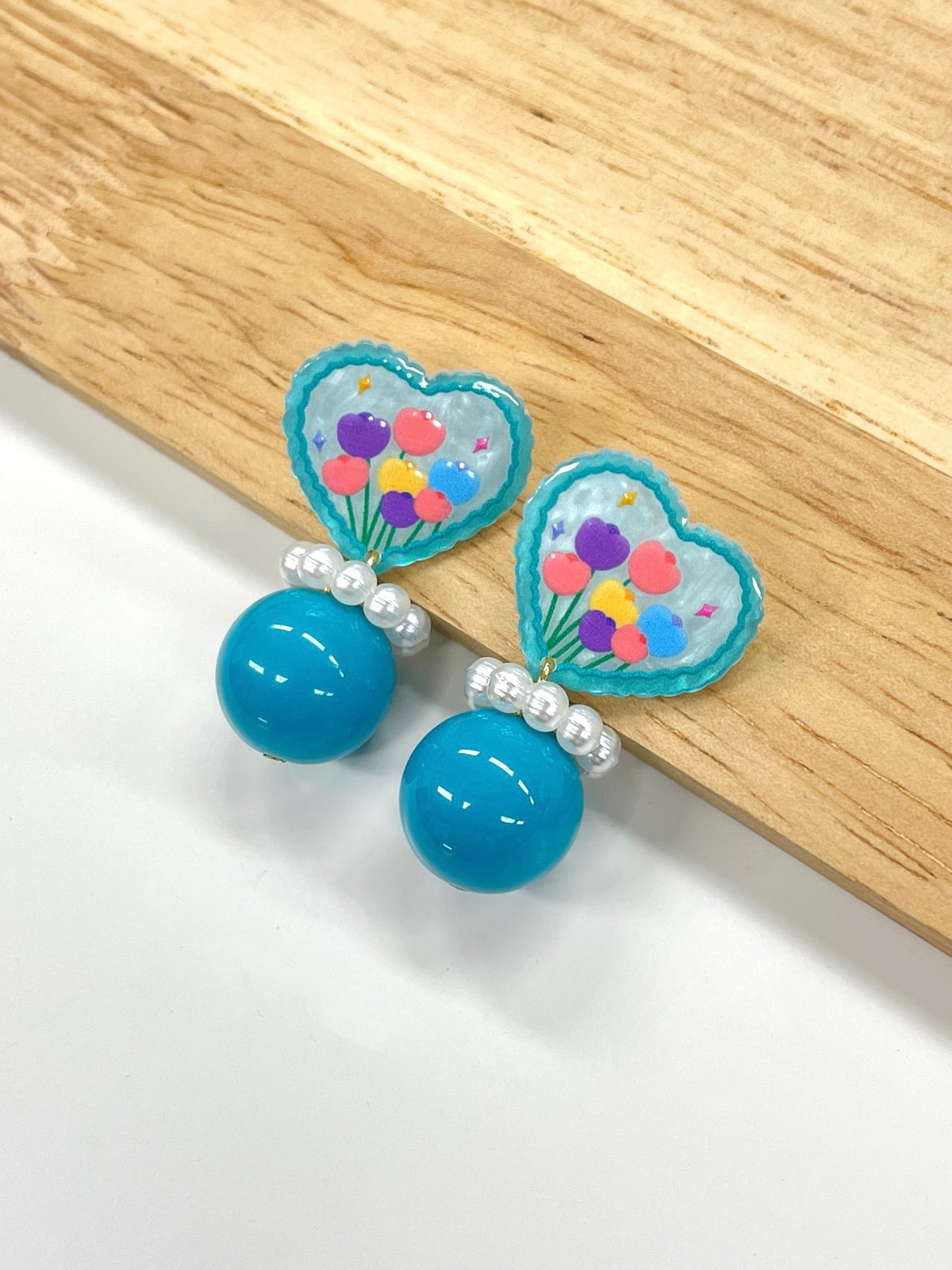 Blue Floral Dangle Earrings